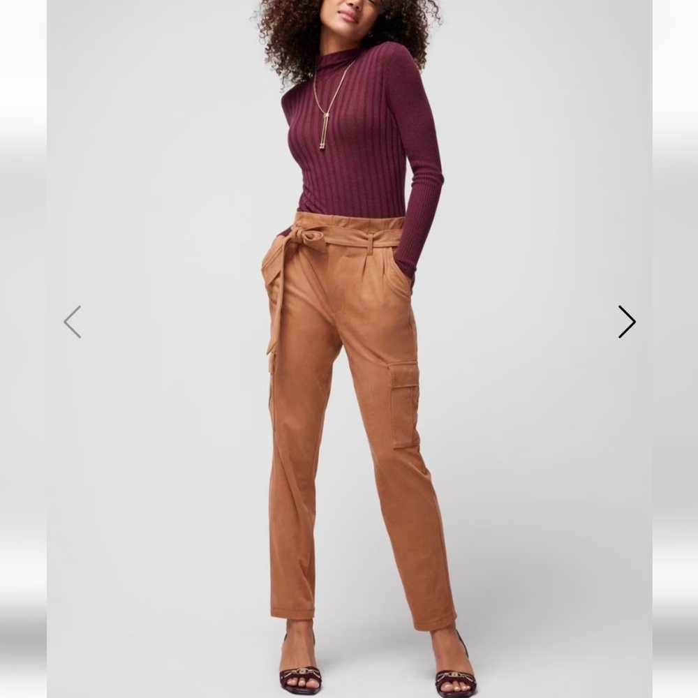 WHBM Ultra-Suede Paperbag Tapered Ankle Pant size 10